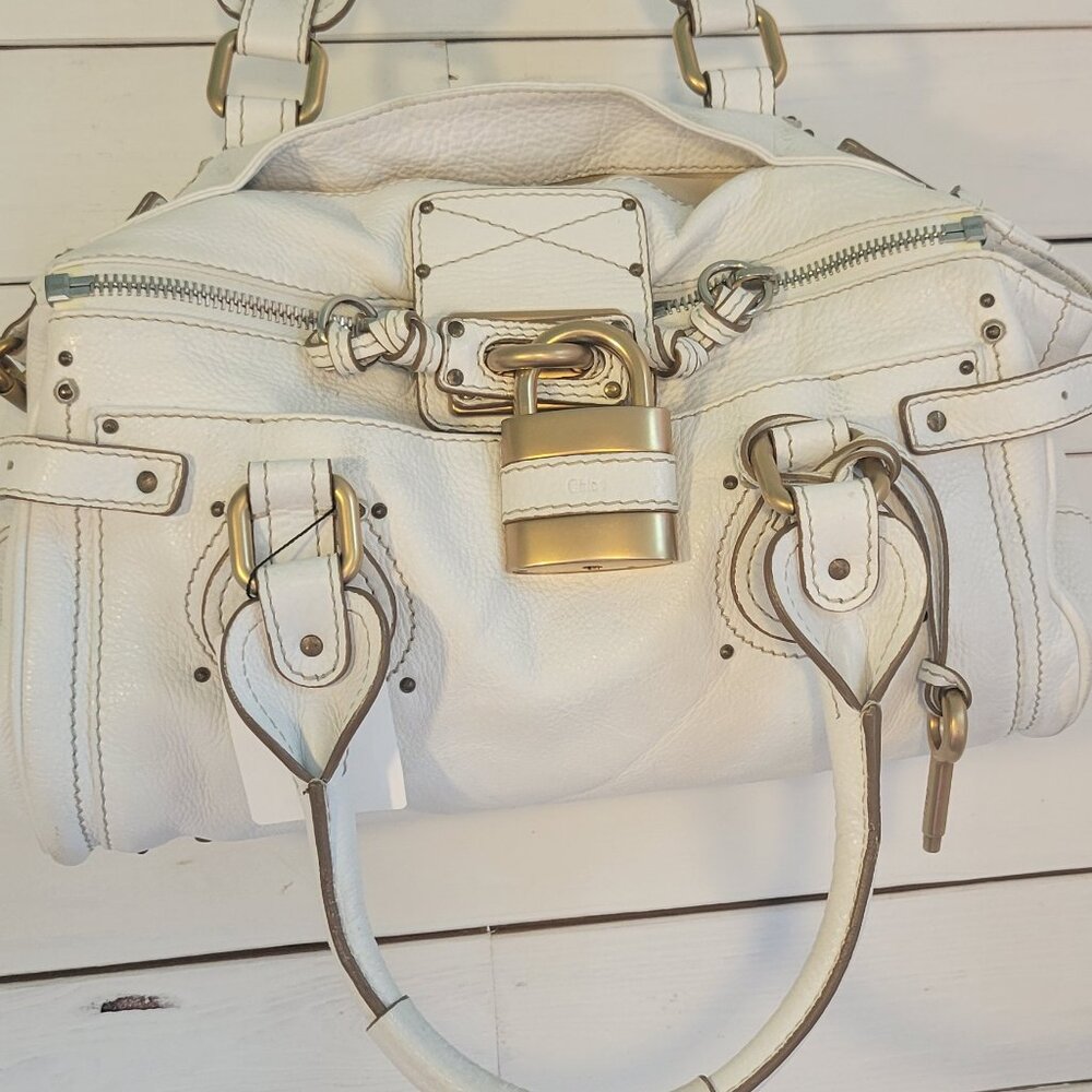 Chloe Paddington Stachel Bag White Leather